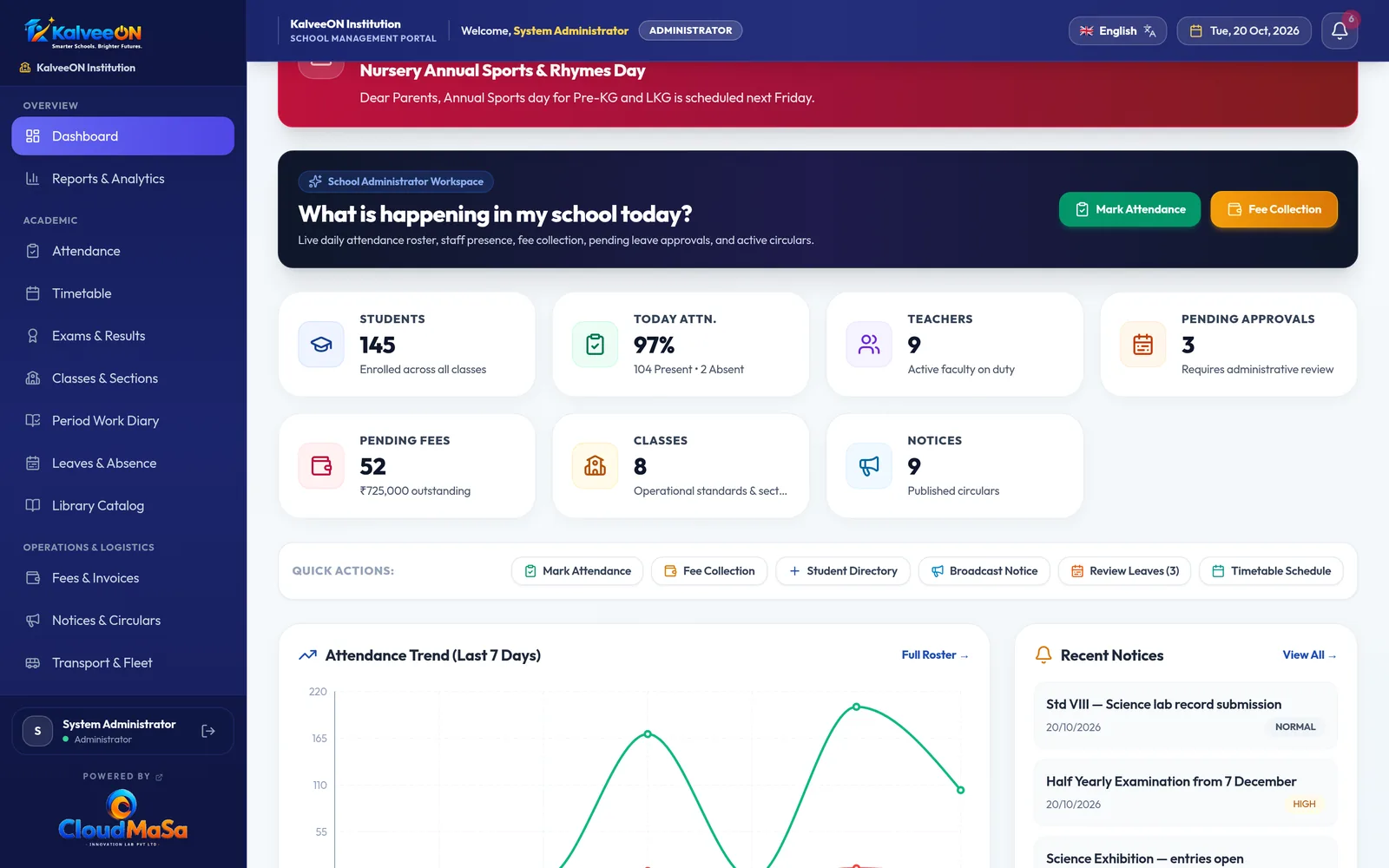 KalveeON — School Management Software for Schools Worldwide